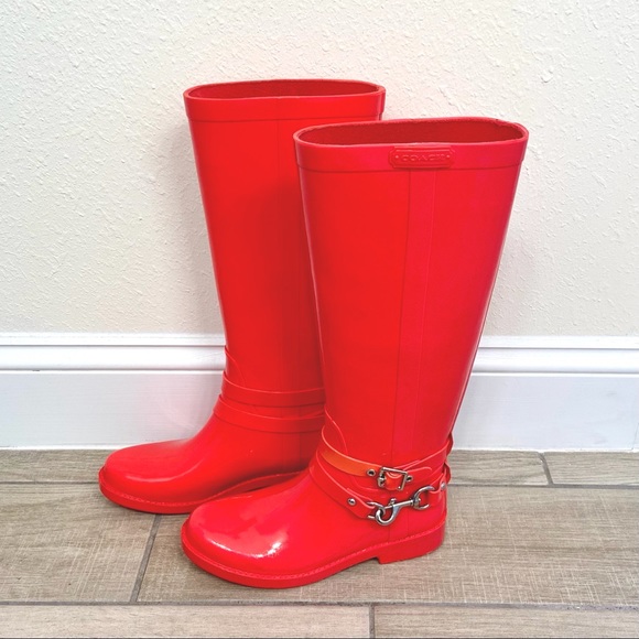 Coach Pink Lori Tall Rubber Rain Boots